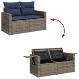 vidaXL 6-delige Loungeset met kussens poly rattan acacia zwart
