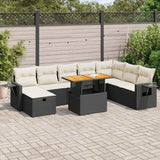 vidaXL 9-piece Poly Rattan Lounge Set with Cushions Black