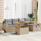 vidaXL 6-delige Loungeset met kussens poly rattan zwart