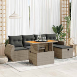 vidaXL 6-delige Loungeset met kussens poly rattan zwart
