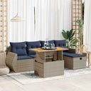 vidaXL 6-delige Loungeset met kussens poly rattan acacia bruin