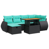 vidaXL 7-delige Loungeset met kussens poly rattan acacia grijs