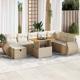 vidaXL 9-delige Loungeset met kussens poly rattan zwart
