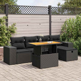 vidaXL 6-delige Loungeset met kussens poly rattan zwart