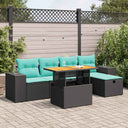 vidaXL 6-piece Lounge Set with Cushions Poly Rattan Acacia Brown