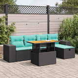 vidaXL 6-piece Lounge Set with Cushions Poly Rattan Acacia Brown