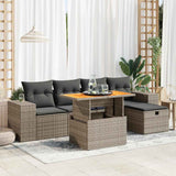 vidaXL 6-delige Loungeset met kussens poly rattan zwart