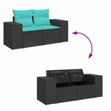 vidaXL 7-delige Loungeset met kussens poly rattan acacia grijs
