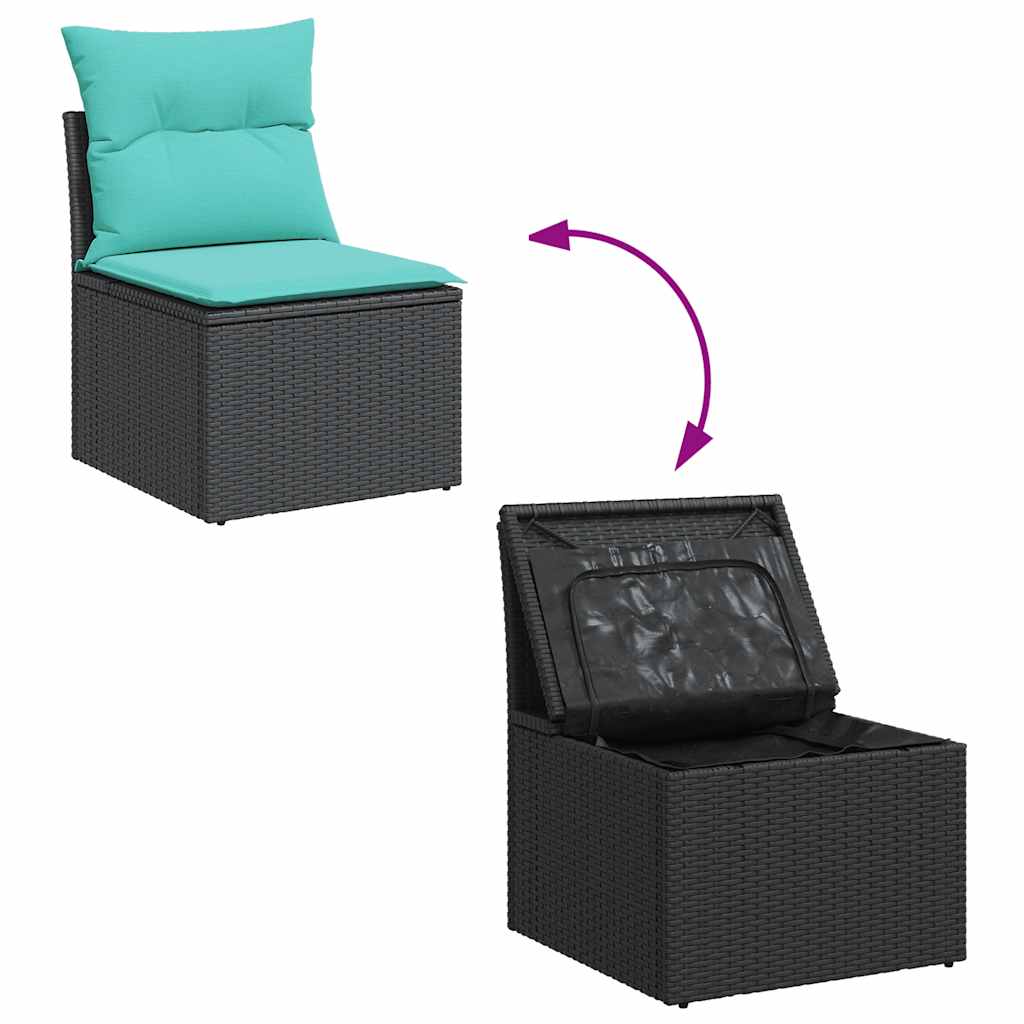 vidaXL 7-delige Loungeset met kussens poly rattan acacia grijs