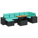 vidaXL 8-delige Loungeset met kussens poly rattan acacia bruin