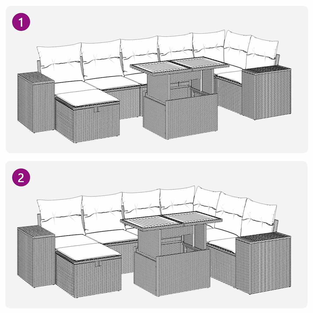 vidaXL 8-delige Loungeset met kussens poly rattan acacia bruin