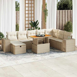 vidaXL 9-delige Loungeset met kussens poly rattan zwart