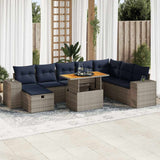 vidaXL 9-delige Loungeset met kussens poly rattan acacia zwart