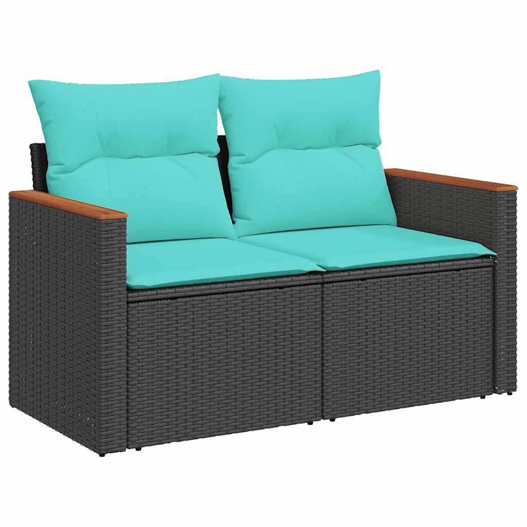 vidaXL 6-delige Loungeset met kussens poly rattan acacia zwart