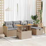 vidaXL 6-delige Loungeset met kussens poly rattan zwart