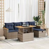 vidaXL 6-delige Loungeset met kussens poly rattan acacia zwart
