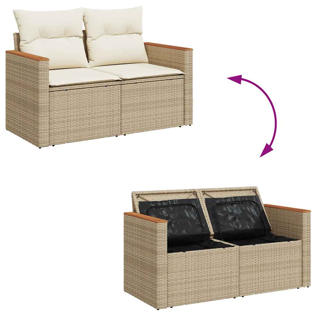 vidaXL 7-delige Loungeset met kussens poly rattan zwart