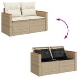 vidaXL 7-delige Loungeset met kussens poly rattan zwart