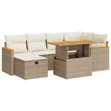 vidaXL 7-delige Loungeset met kussens poly rattan zwart