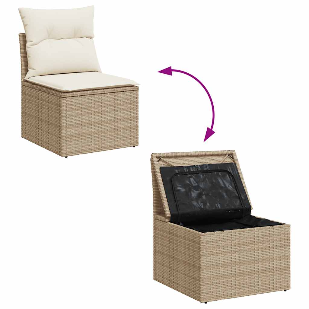 vidaXL 7-delige Loungeset met kussens poly rattan zwart