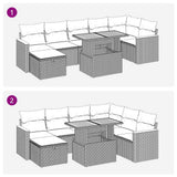 vidaXL 8-delige Loungeset met kussens poly rattan acacia grijs