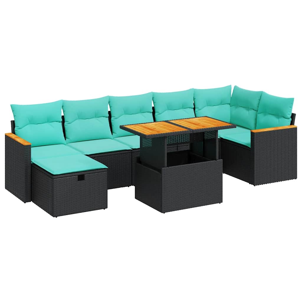 vidaXL 8-delige Loungeset met kussens poly rattan acacia grijs