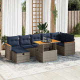 vidaXL 8-delige Loungeset met kussens poly rattan acacia grijs