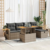 vidaXL 6-delige Loungeset met kussens poly rattan zwart