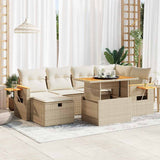 vidaXL 7-delige Loungeset met kussens poly rattan zwart