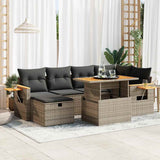 vidaXL 7-delige Loungeset met kussens poly rattan zwart