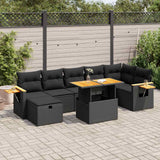 vidaXL 8-piece Lounge Set with Cushions Poly Rattan Black
