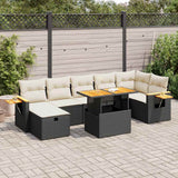 vidaXL 8-piece Lounge Set with Cushions Poly Rattan Black