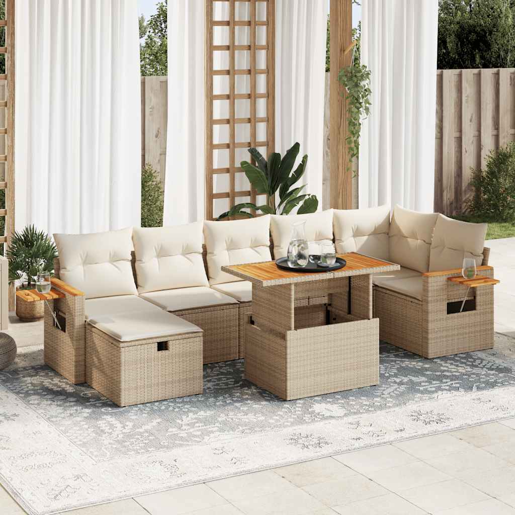 vidaXL 8-piece Lounge Set with Cushions Poly Rattan Black