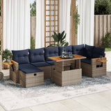 vidaXL 8-Piece Lounge Set with Cushions Poly Rattan Acacia Grey