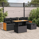 vidaXL 6-Piece Lounge Set with Cushions Poly Rattan Black