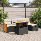 vidaXL 6-Piece Lounge Set with Cushions Poly Rattan Black
