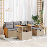 vidaXL 6-Piece Lounge Set with Cushions Poly Rattan Black