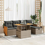 vidaXL 6-Piece Lounge Set with Cushions Poly Rattan Black