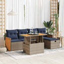 vidaXL 6-delige Loungeset met kussens poly rattan acacia zwart
