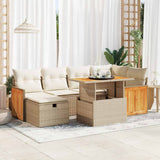 vidaXL 7-delige Loungeset met kussens poly rattan zwart