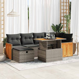 vidaXL 7-delige Loungeset met kussens poly rattan zwart