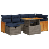 vidaXL 7-delige Loungeset met kussens poly rattan acacia bruin