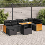vidaXL 8-Piece Poly Rattan Lounge Set with Cushions Black