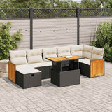 vidaXL 8-Piece Poly Rattan Lounge Set with Cushions Black