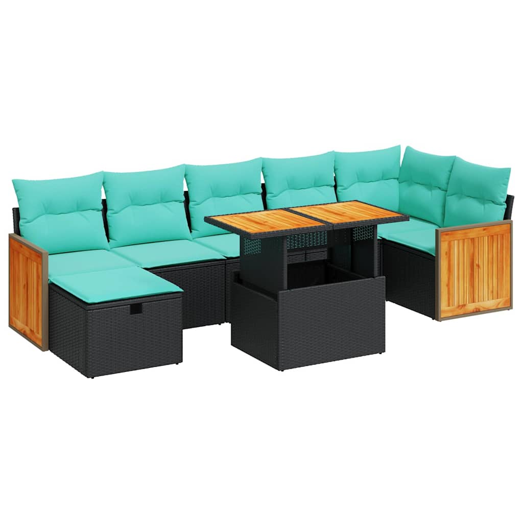 vidaXL 8-delige Loungeset met kussens poly rattan acacia grijs