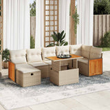 vidaXL 8-Piece Poly Rattan Lounge Set with Cushions Black