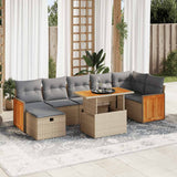 vidaXL 8-Piece Poly Rattan Lounge Set with Cushions Black