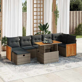 vidaXL 8-Piece Poly Rattan Lounge Set with Cushions Black