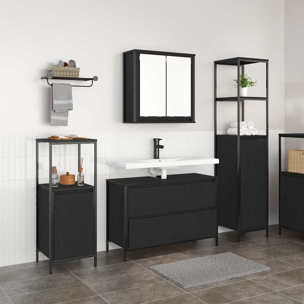 vidaXL Badkamermeubel Set met lade 3 pcs Zwart Eiken Bewerkt hout