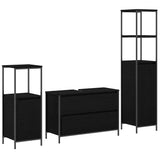 vidaXL Badkamermeubel Set met lade 3 pcs Zwart Eiken Bewerkt hout